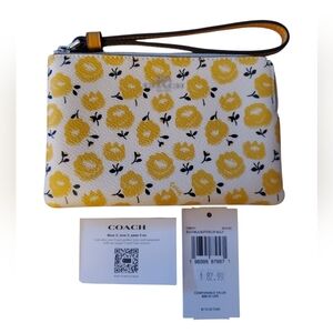 Coach Corner Zip Chalk/Buttercup Multi Colorway Wristlet NWT
